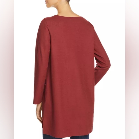 Eileen Fisher Boiled wool jersey Jewel Neck Boxy Tunic L NWT Fall Winter - Picture 2 of 9